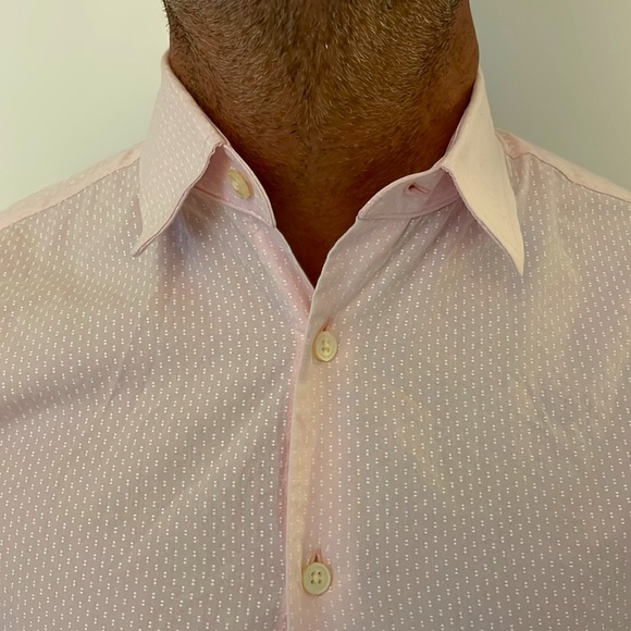 EXPRESS | Men’s Extra Slim Dot Print Stretch Dress Shirt Size Size Small 14-14.5 - Picture 5 of 7